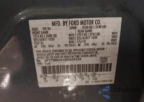 2024 Ford Maverick Xlt z USA, uszkodzony, nr VIN 3FTTW8H31RRB50334